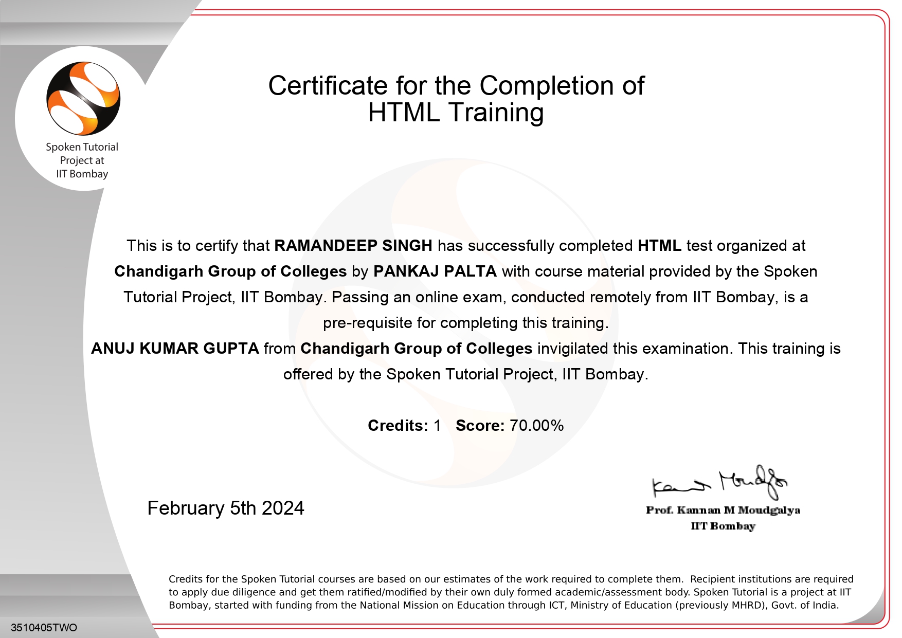 HTML Certification